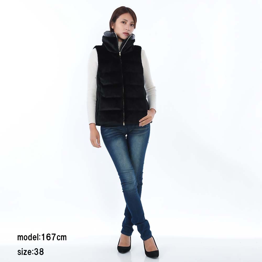 HERNO ヘルノ PI002122D 12630 9300 フェイクファー ダウンベスト レディース