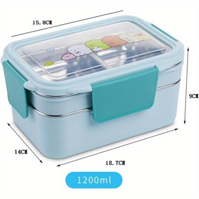 弁当箱漫画弁当箱ステンレススチール二重層食品容器ポータブルピクニック学校弁当箱Ppp