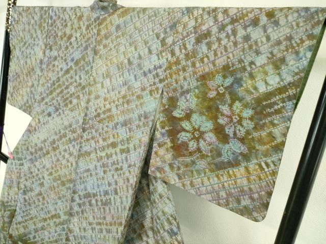 平和屋本店□極上 菅原工房 菅原結作 漢方染紬 訪問着 草花文 逸品  