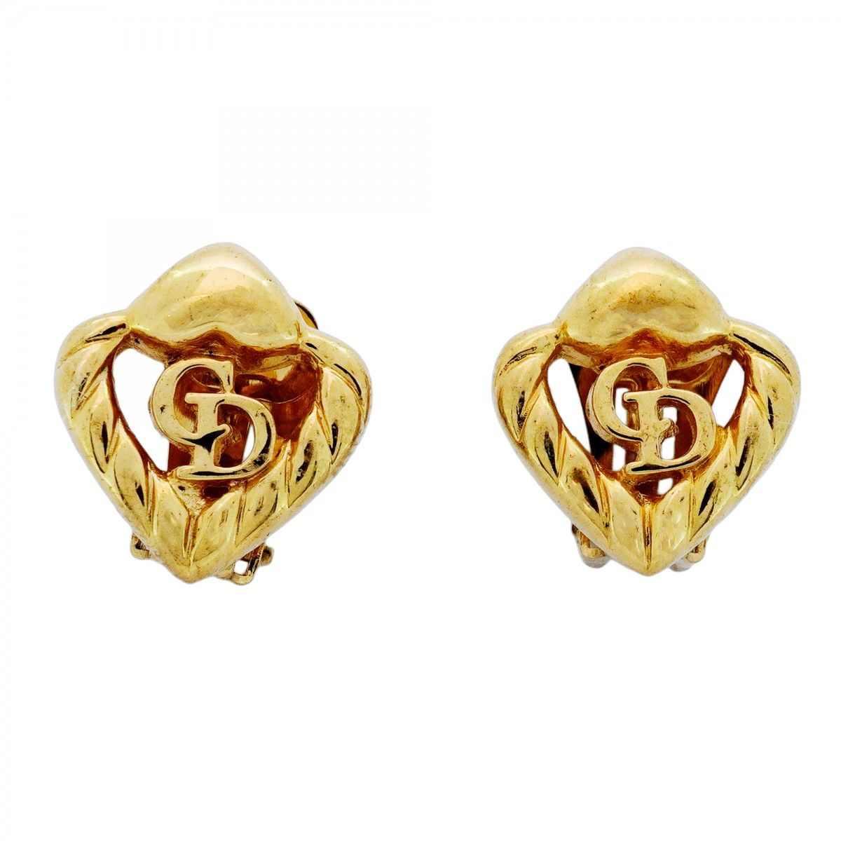 5jmb0328 クリスチャンディオール イヤリング CDロゴ ハートモチーフ GPメッキ ゴールド レディース