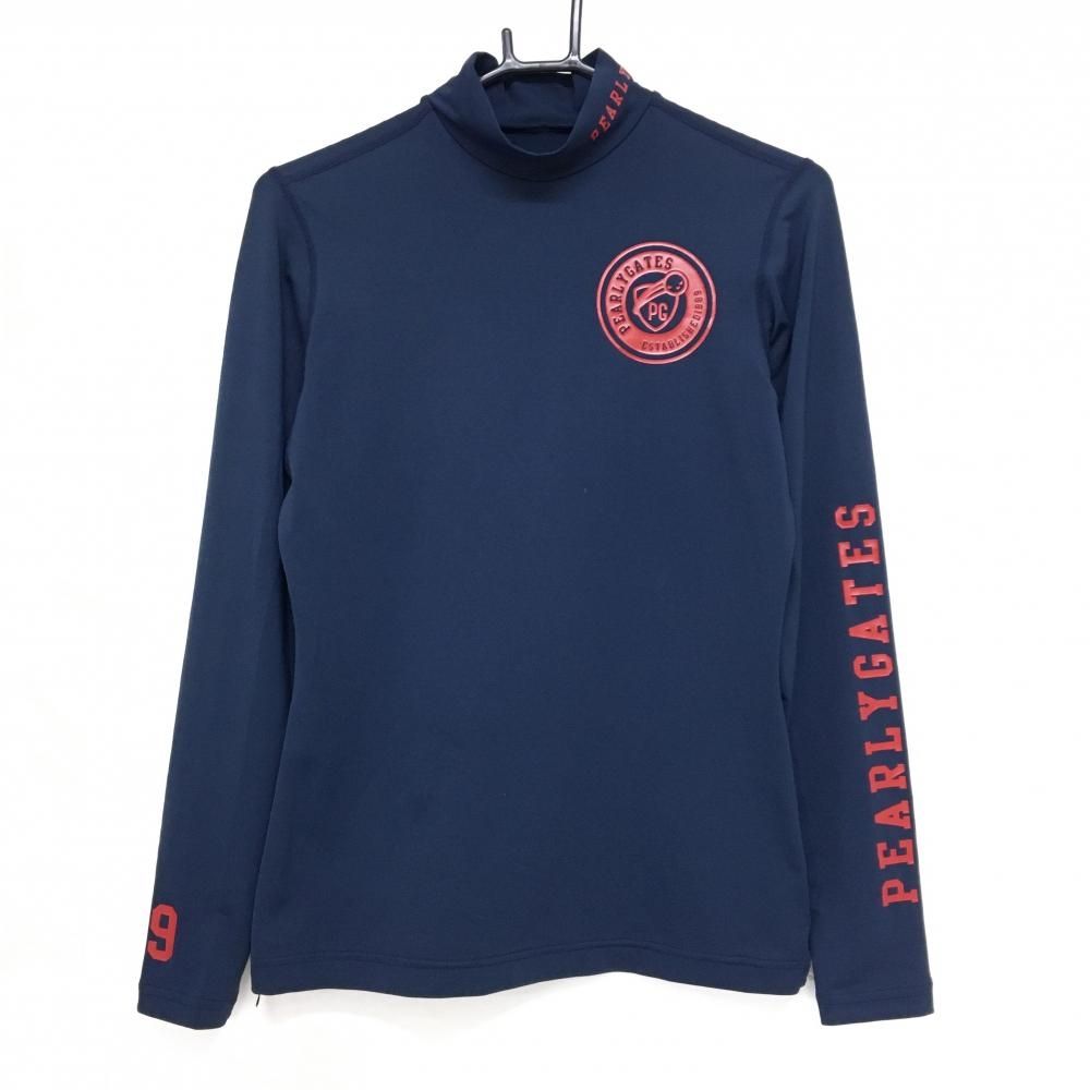 超美品】パーリーゲイツ ハイネックインナーシャツ ネイビー×レッド 袖