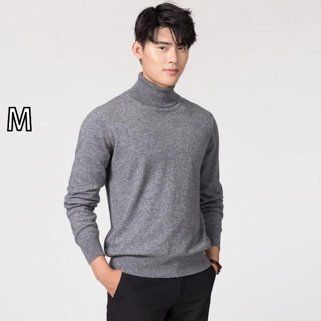 [M]メンズ ファッション 服 男性用 オシャレ シンプル 大人 かっこいい 大きいサイズ ストリート 紳士服 秋 冬 セーター タートルネック プルオーバー 無地 スリム ボトム ニット 長袖 ウール