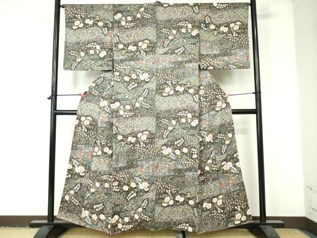 平和屋着物▽上質な小紋 単衣 辻が花 正絹 逸品 DAAU6427sf