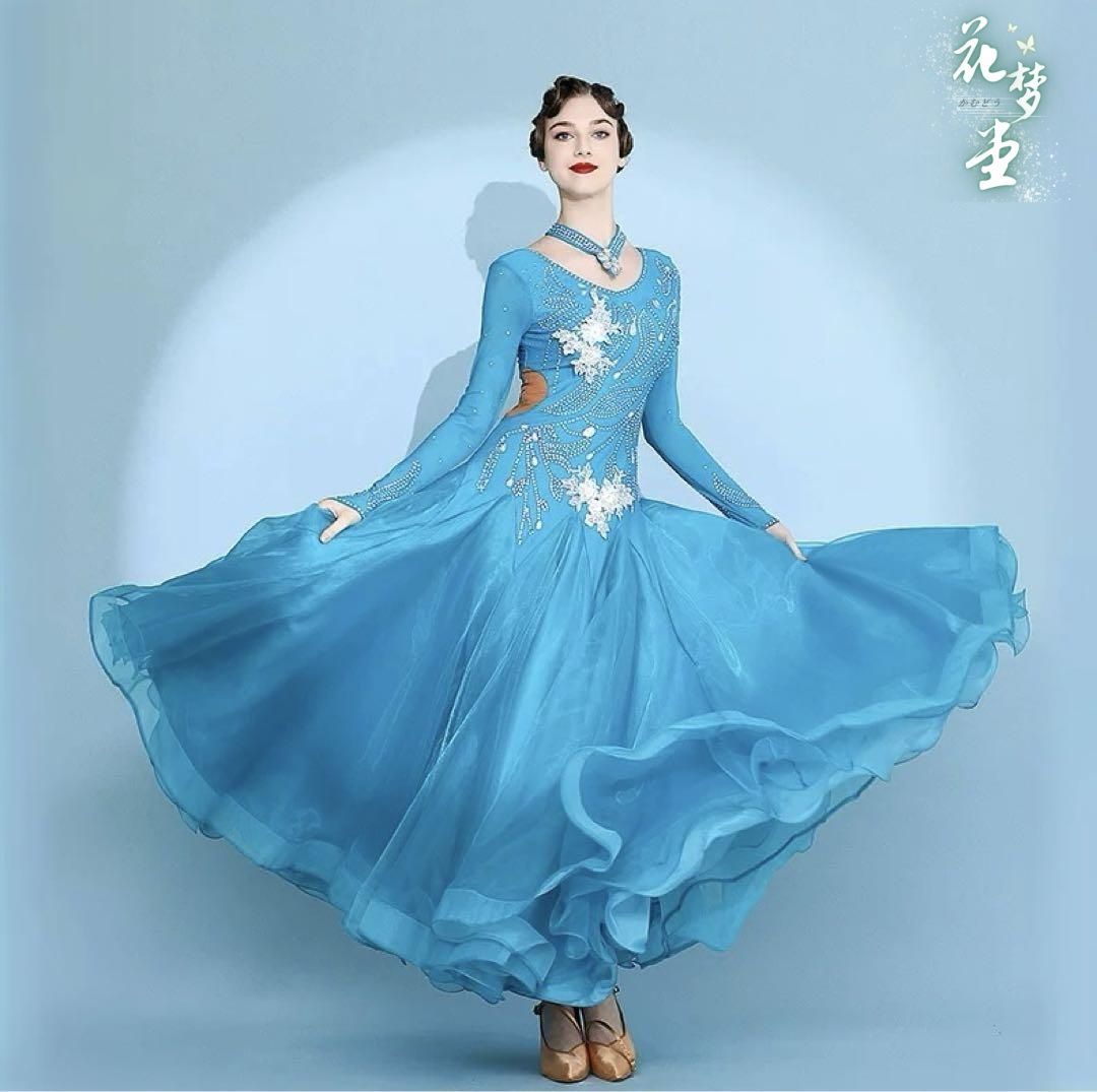 25年新作 新品未使用 オーダー 社交ダンス衣装 スタンダードドレス