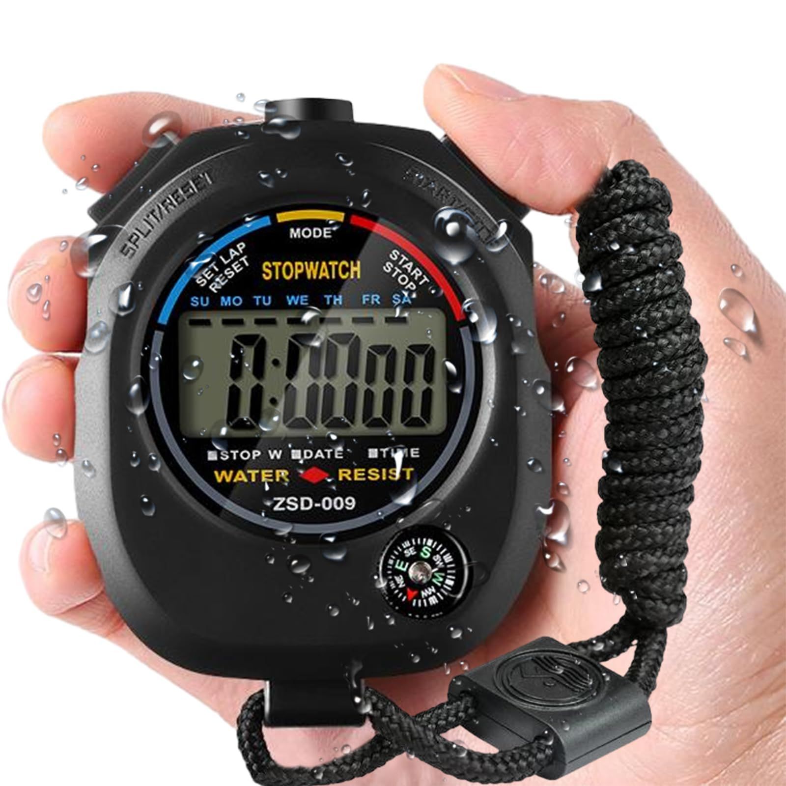 人気商品 ストップウォッチ スポーツ デジタル 時計 タイマー aninako 防水 高精度 ストップ ウォッチ 審判とトレーニング コーチのため 2つの日付表示機能 ストラップとバッテリー付き 1