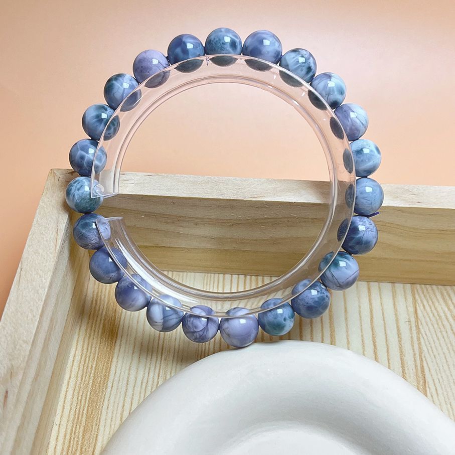 10 OFF 上品 EU製 ドミニカ共和国産のパープルラリマー ペクトライト パワーストーン ブレスレット 天然石 開運 金運 プレゼント2 8.2-8.7mm ZB9292