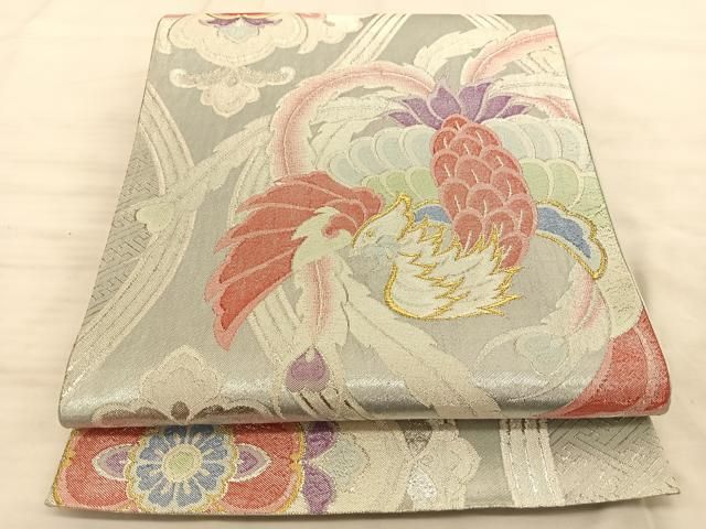 平和屋着物◎六通柄袋帯 鳳凰正倉院文 金銀糸 正絹 逸品