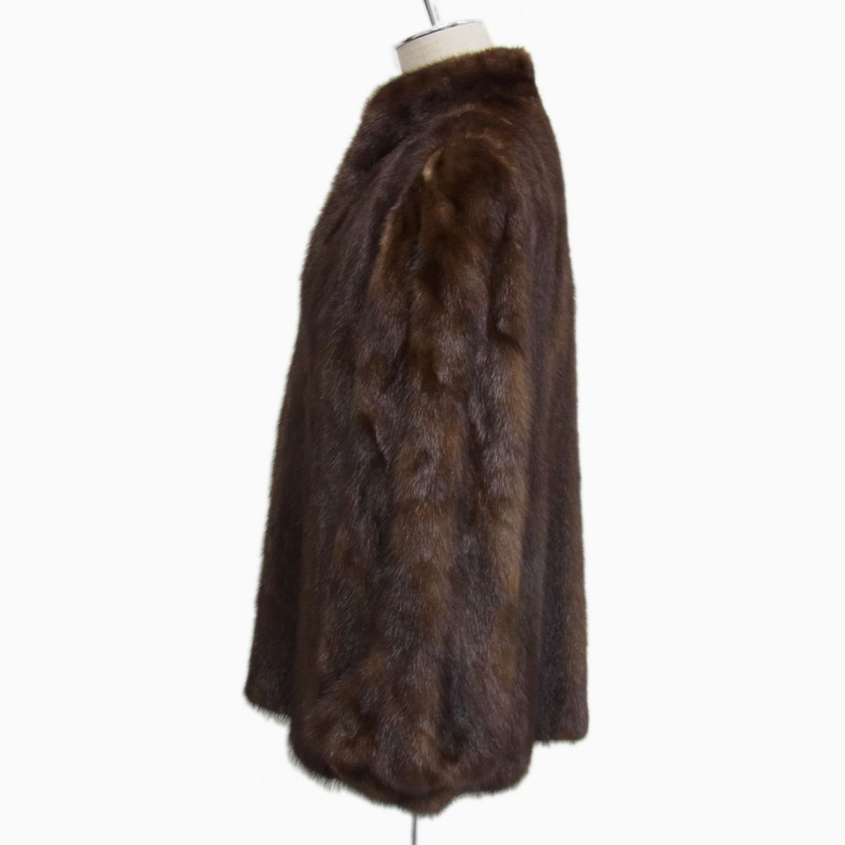 美品◇CHEVAREINE MINK FUR クロスミンクコート ダークブラウン 高級本