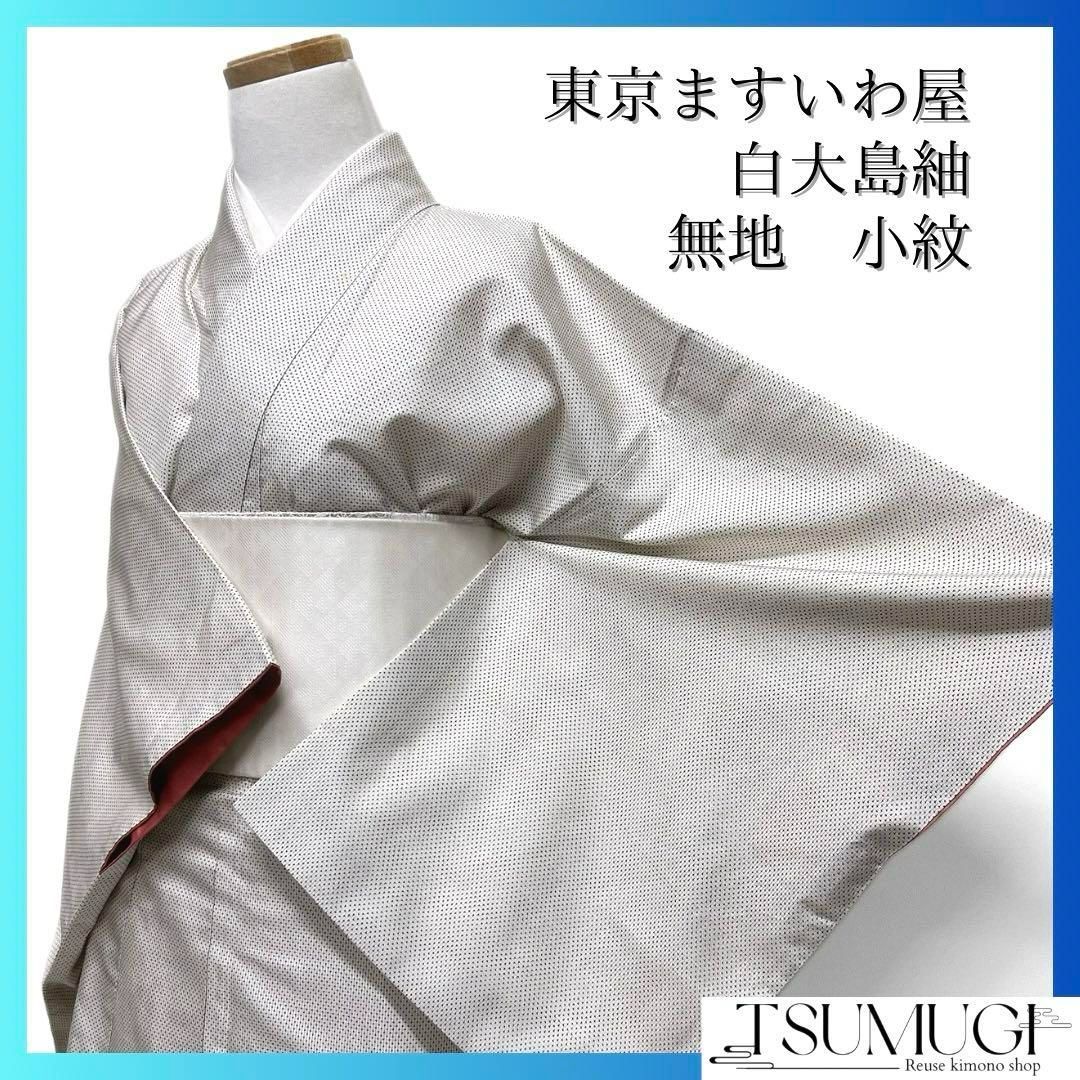 小紋 白大島紬 東京ますいわ屋 無地 ホワイト 着物 112a d 【公式通販】