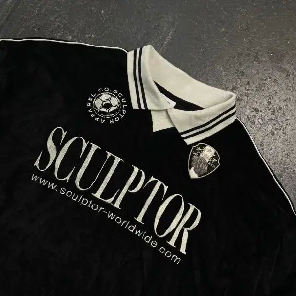【訳あり】スカルプターベロア⭐サッカー⭐ジャージ⭐ワッペン⭐ビッグ SCULPTOR Velour Soccer Jersey BLUE 22FA-I（スカルプター