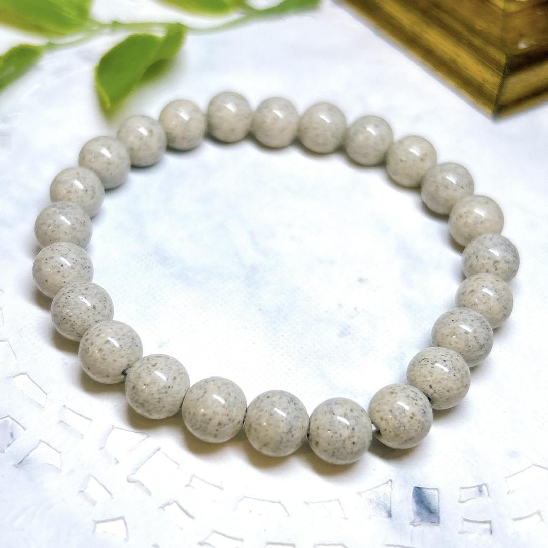 【E10392】北投石＊8㎜＊白＊ブレス＊ホクトライト＊ラジウム＊セラミック