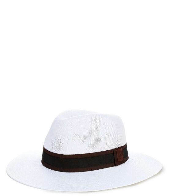 【送料無料】 ダニエル クレミュ メンズ 帽子 アクセサリー Blue Label Two-Tone Band Panama Hat White