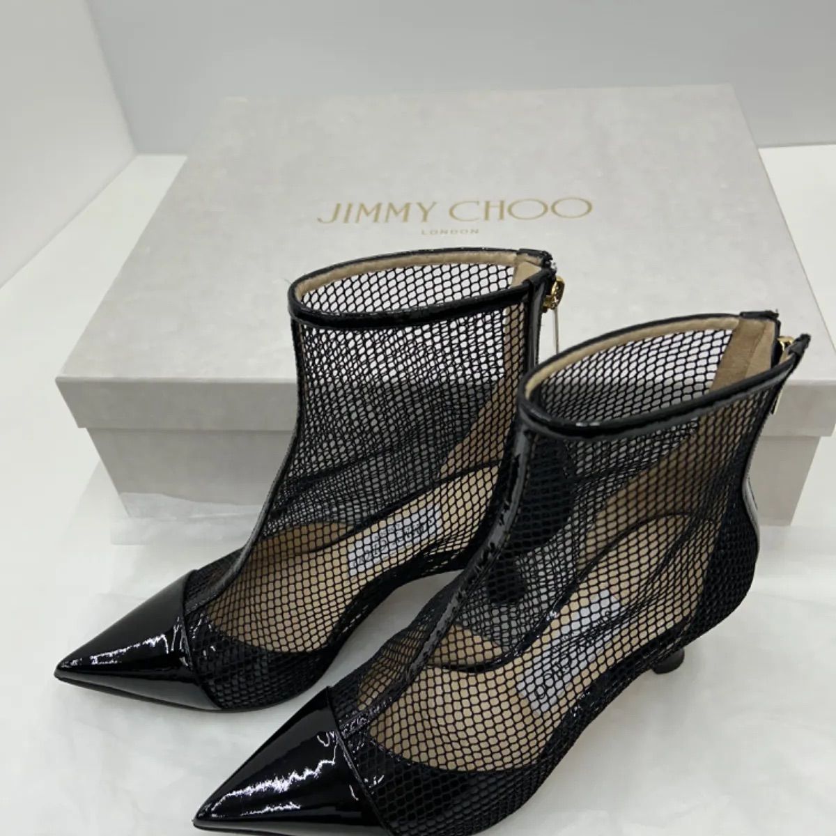 美品☆ ジミーチュウ JIMMY CHOO メッシュ エナメル ショート ブーツ