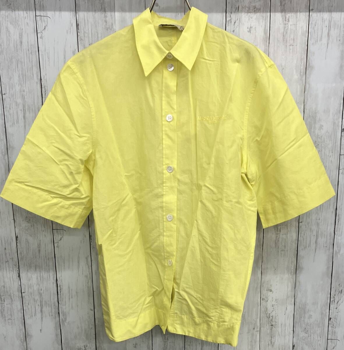 タグ付き MAISON KITSUNE 半袖シャツ メゾンキツネ コットンリネン サイズ36レモンイエロー