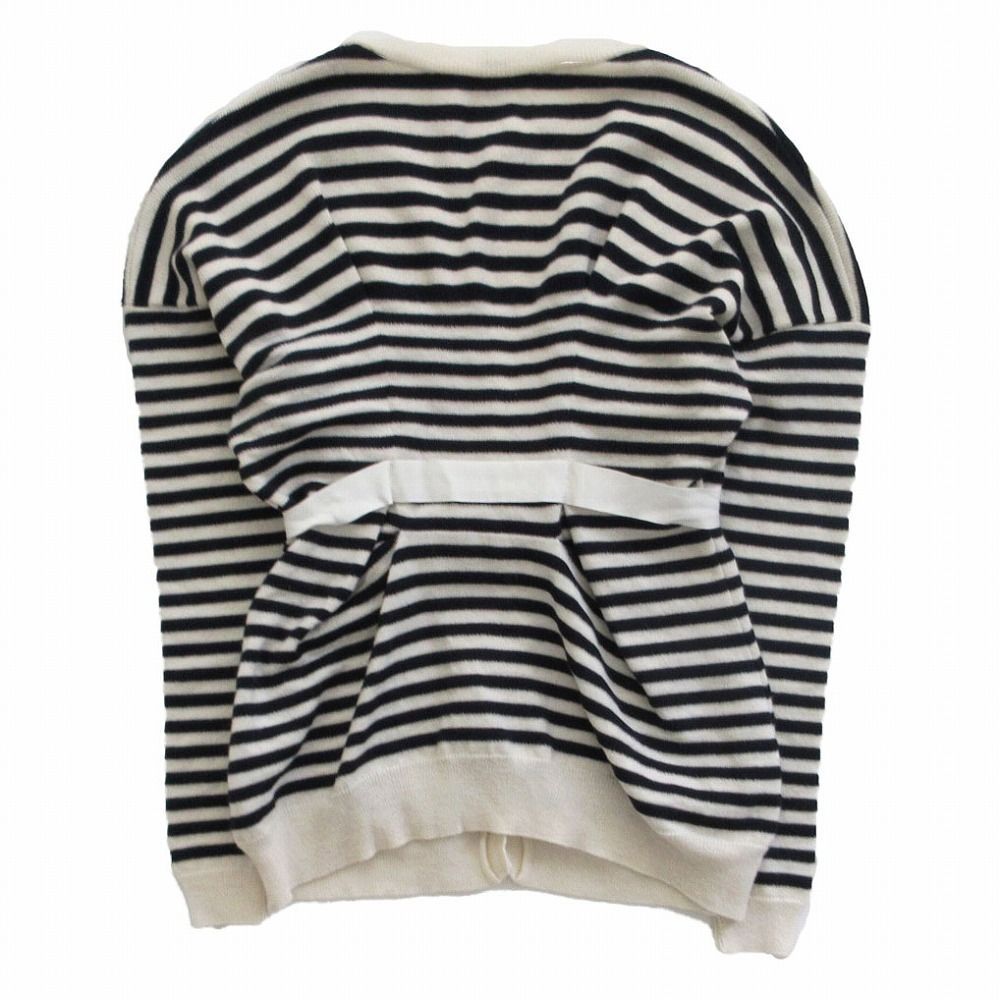 NINA RICCI ニナリッチ ボーダー柄 カシミヤ混 ニット カーディガン ベルト付き 12AMCR809ML0282 サイズM レディース 【中古】 NINA RICCI ニナリッチ ボーダー柄 カシミヤ混 ニット