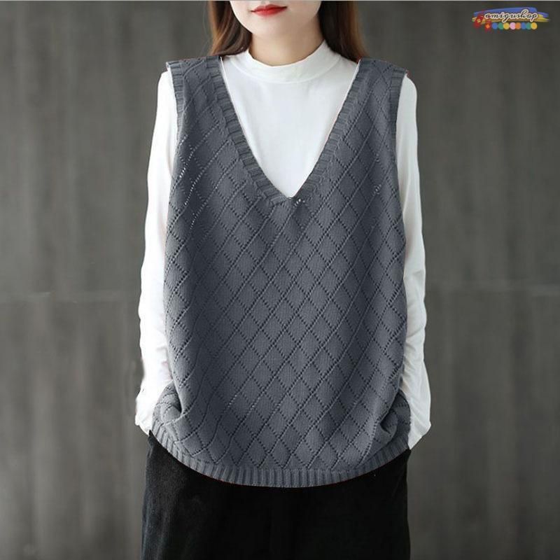 美品！na.e ナエ　コットンニットベスト　グレー あなたにおすすめの商品 美品！na.e ナエコットンニットベスト