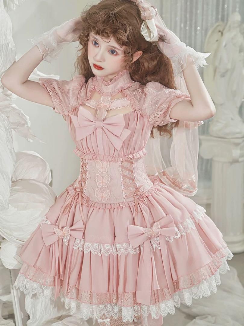 ♥ 大きなリボンがポイント キュートなロリータワンピース お出かけに最適