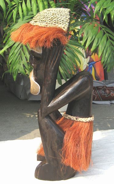 木彫りエスニックドール《赤毛の叫び》 アフリカ 木彫り彫刻 人物