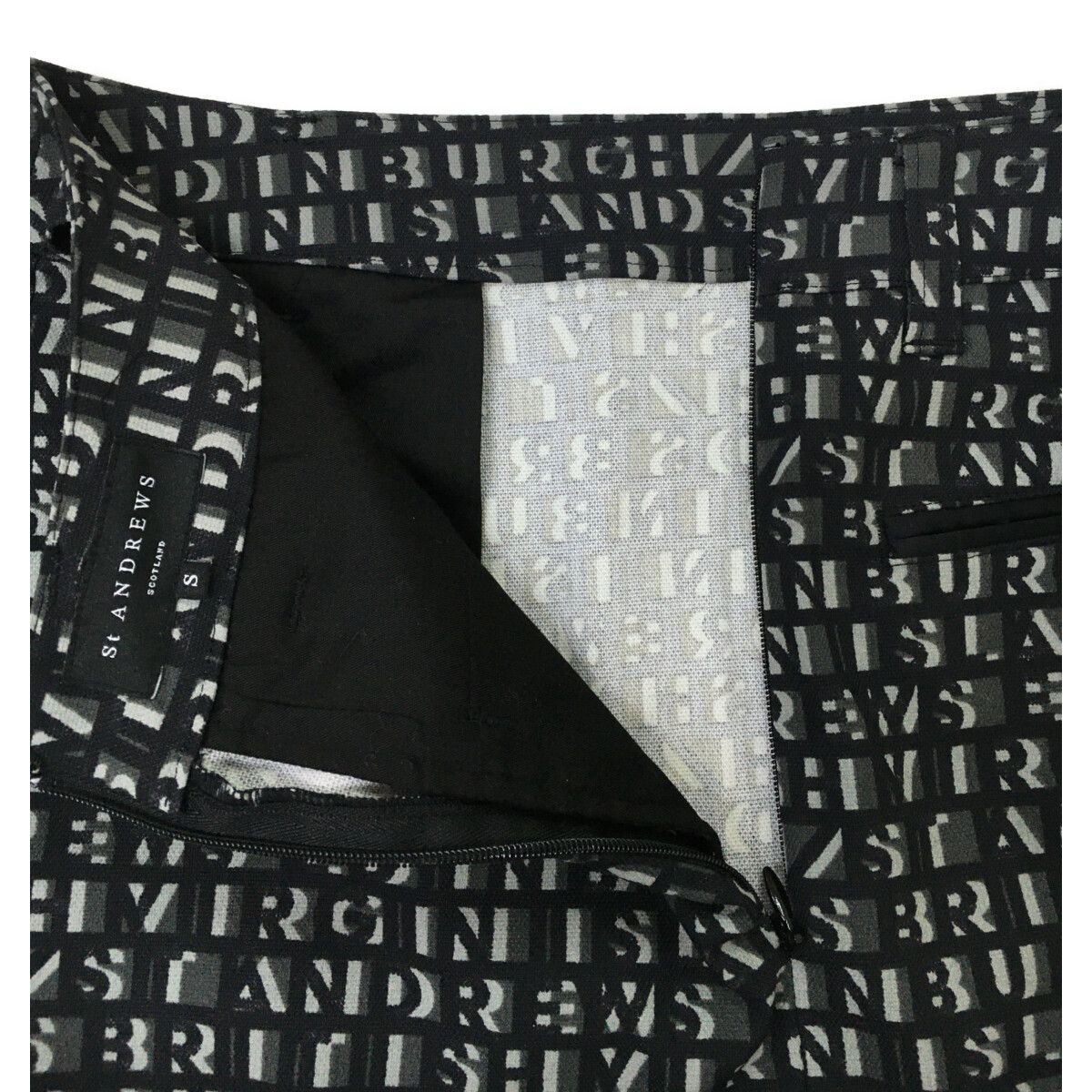 ST ANDREWS ゴルフスカート ブラック 総柄ロゴ 未使用 中古 レディース セントアンドリュース StANDREWS スカート S 黒