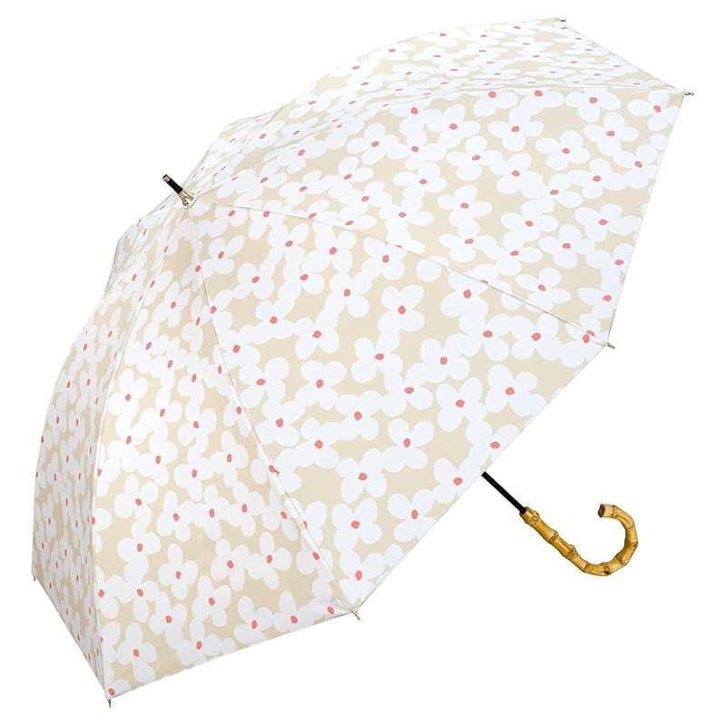 Wpc. 日傘 遮光パターンズプリント クッカ ベージュ《遮光率100%・UVカット率100％・UPF50＋・晴雨兼用》長傘 55cm レディース バンブー 持ち手 北欧 通勤 通学 おしゃれ 可愛い 女性 PPAL-288-101
