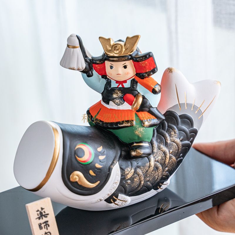 薬師窯 五月人形 錦彩鯉のぼり大将 五月飾り オブジェ 金太郎