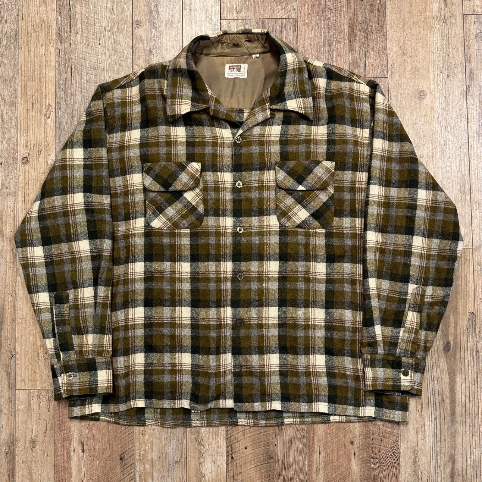70 s モンゴメリーワード ウール チェックシャツ Montgomery Ward Wool Plaid Shirt