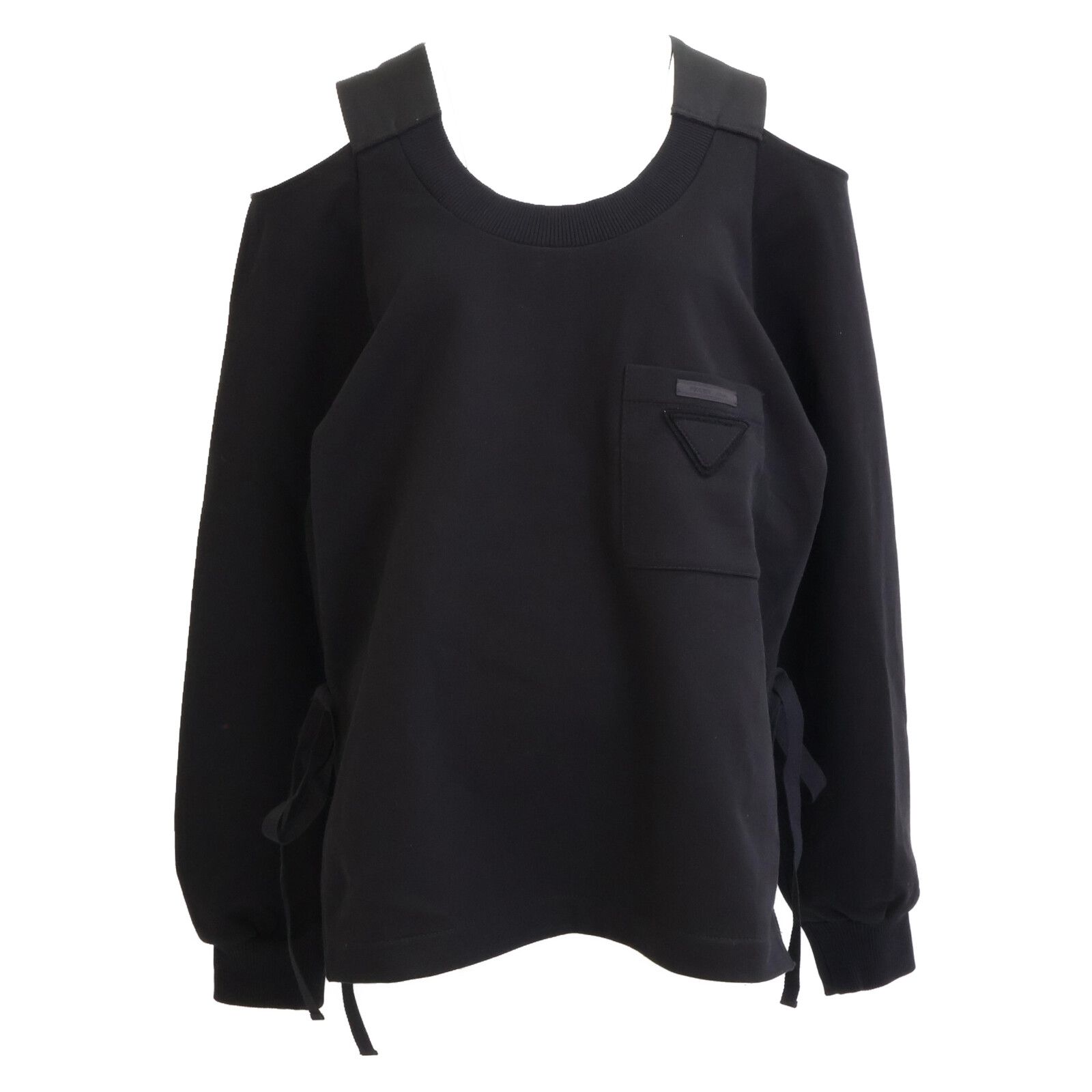 美品/国内正規 PRADA プラダ 134602 S201 サイドスリット リボンデザイン オープンショルダースウェット 38 レディース PRADA プラダ 【美品/国内正規】134602 S201 サイドスリット