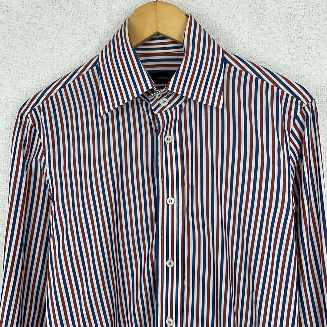 DSQUARED2 ディースクエアード ストライプシャツ 総柄 ダブルカフス  