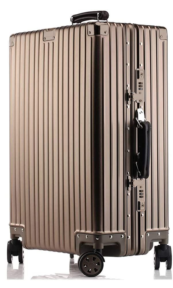 機内持ち込み キャリーケース 大容量 アルミ合金ボディ オールアルミ合金 TSAロック 静音ダブルキャスター スーツケース 軽量 旅行出張1802 lanbao ゴールド Sサイズ 1-3泊 35L 機内持込