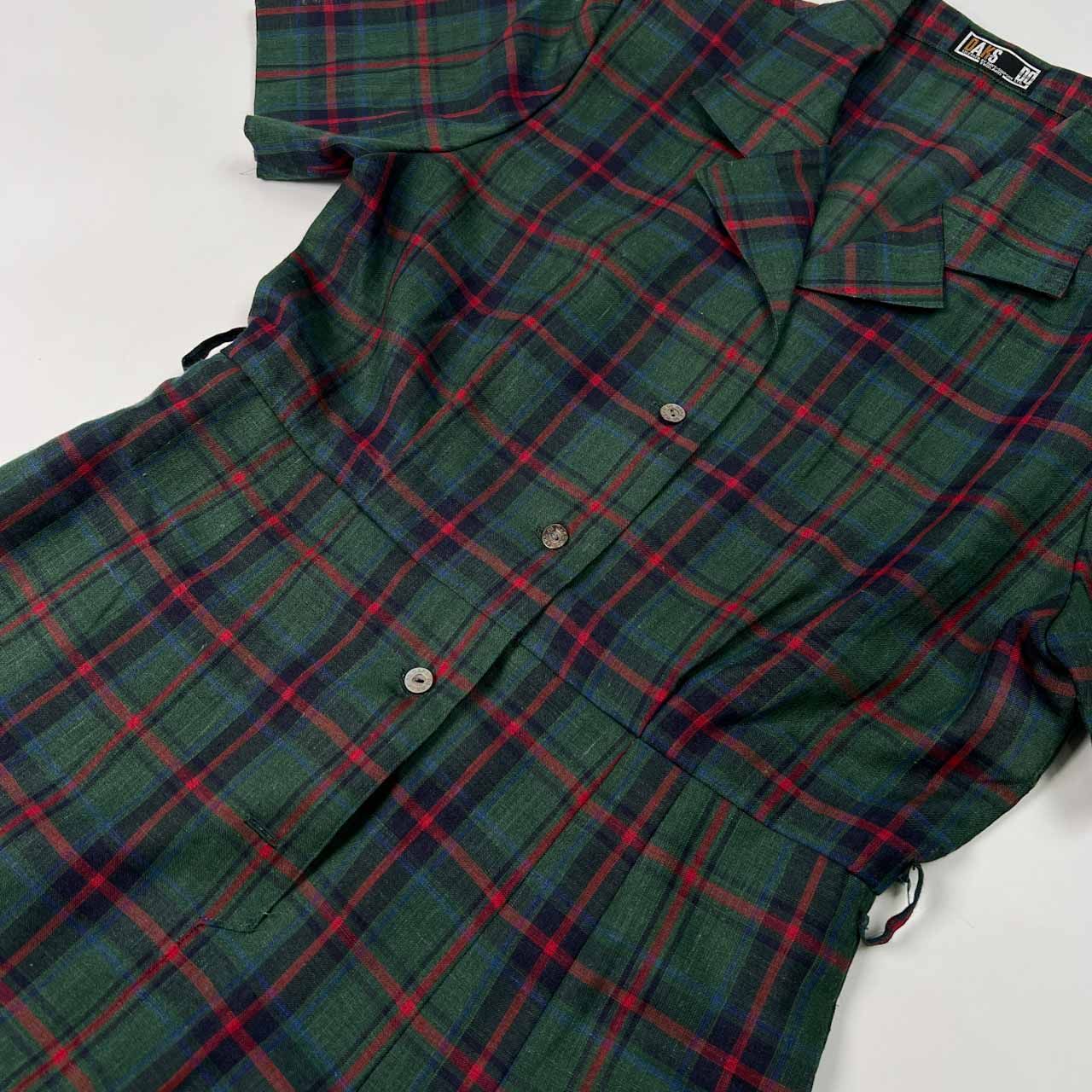 DAKSチェック柄半袖ワンピース DAKS ダックス チェック柄 リネン混 半袖 ワンピース サイズ