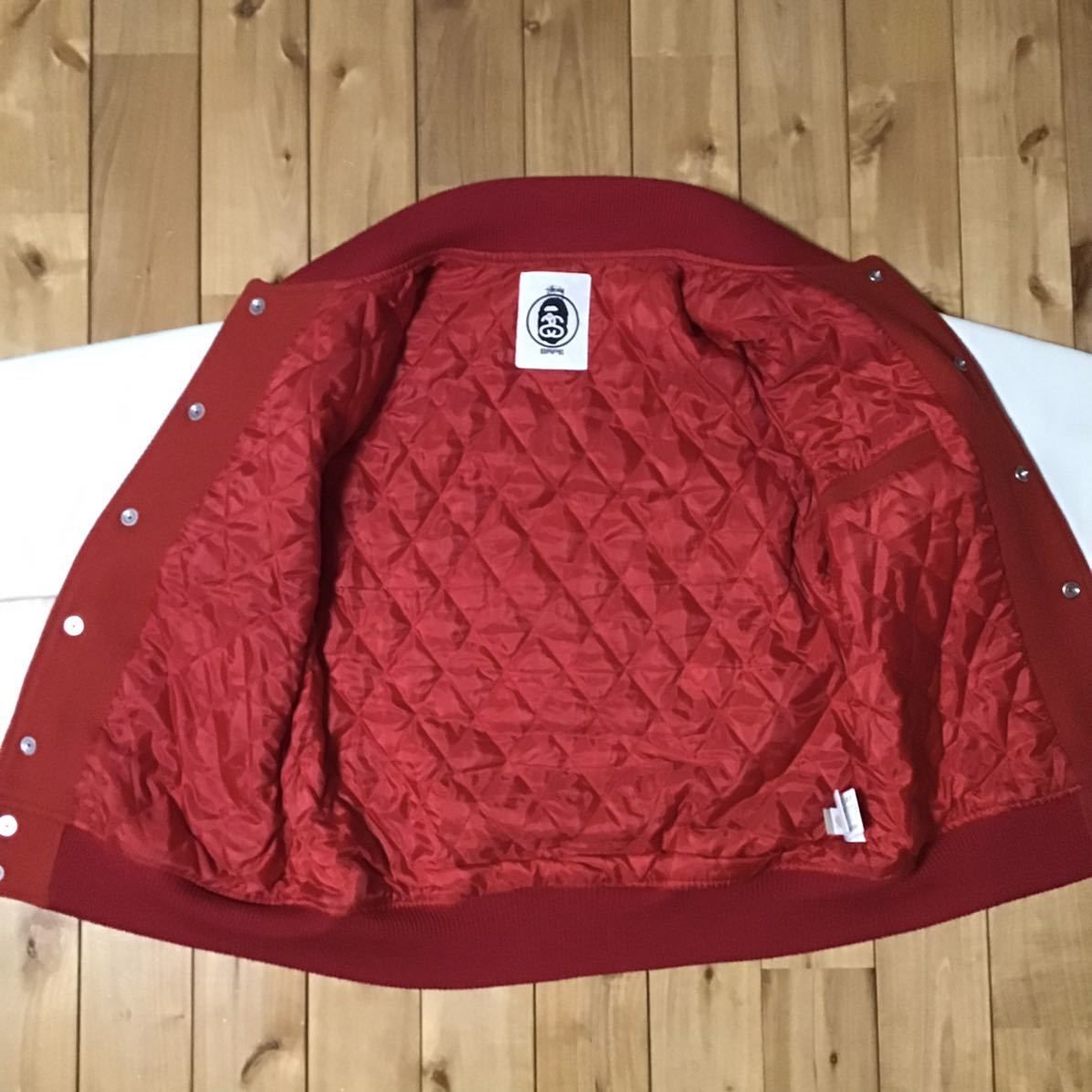 STUSSY BAPE 袖レザー スタジャン BAPE ベイプ ape エイプ - メルカリ