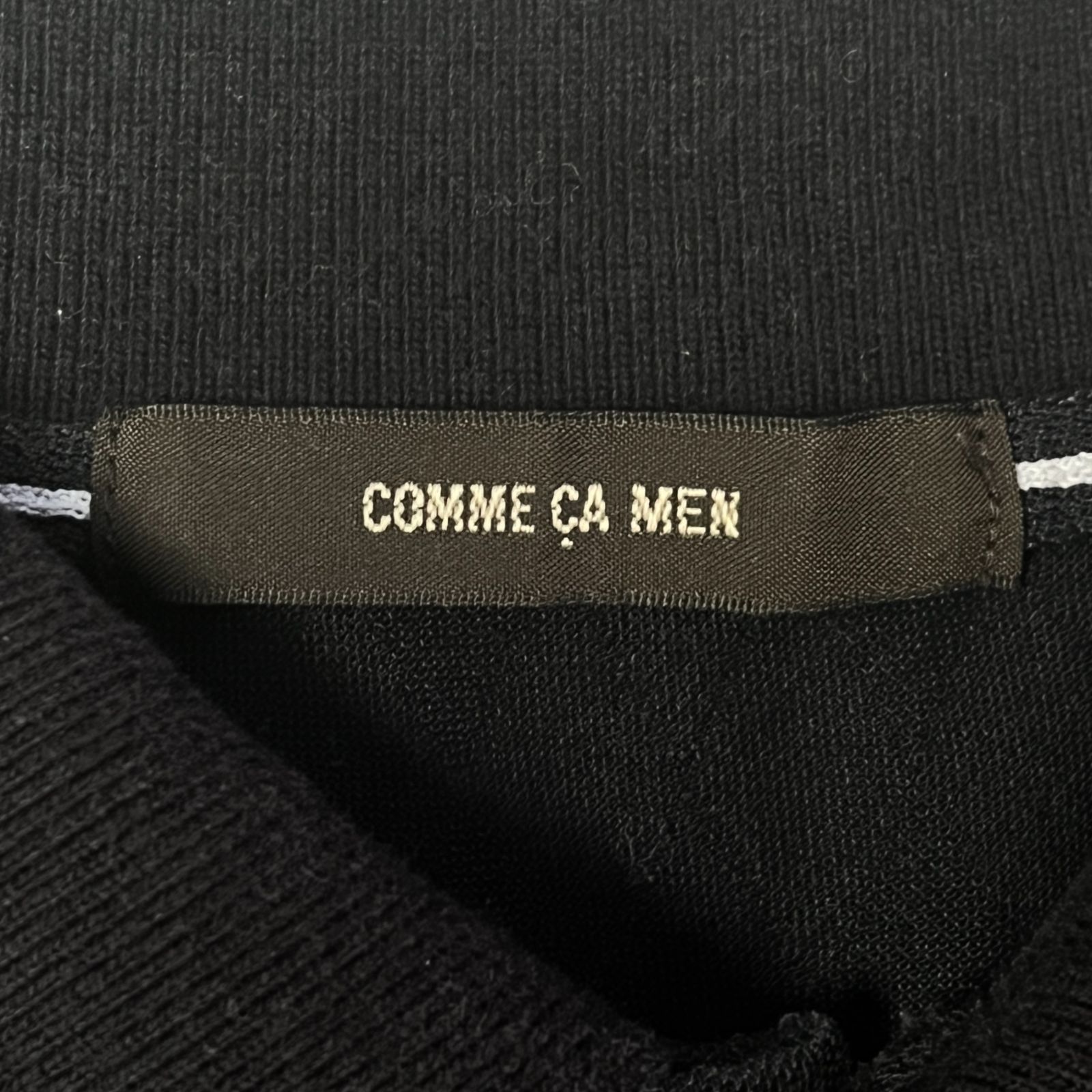 ★COMME CA MEN★Sサイズ相当 半袖 Tシャツ コムサメン メンズ 黒 ブラック アーガイル チェック トップス ポロシャツ ヴィンテージ