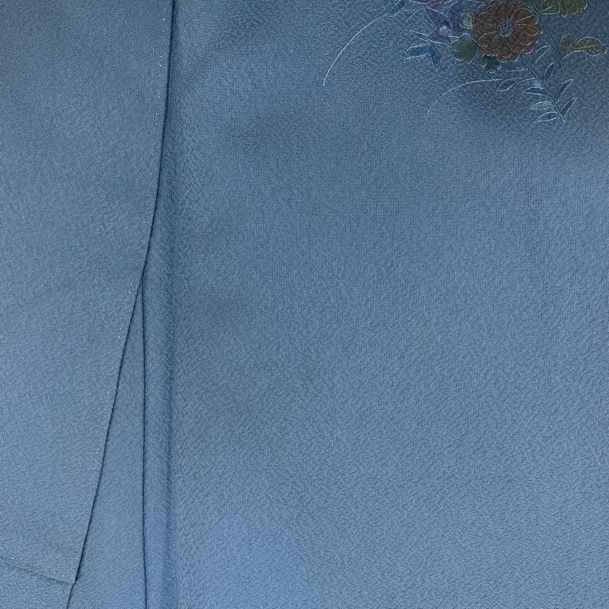 付下げ 身丈160.5cm 裄丈66cm M 袷 蘇州刺繍 菊 流水 刺繍 水色