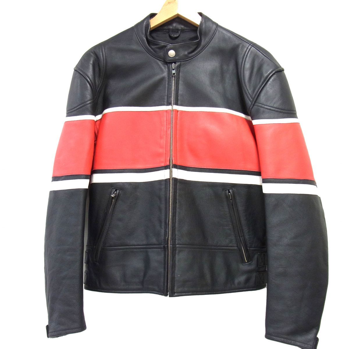 NANKAI レザーシングルライダースジャケット ライディングジャケット ツーリング バイク ジップジャケット 牛革 メンズ 南海部品