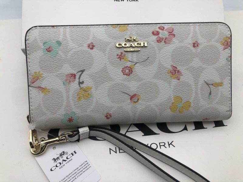 新品/未使用品 COACH 長財布 フローラル プリント チョークマルチ-