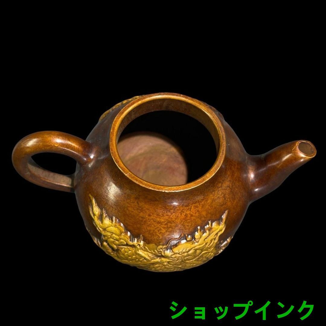 銅製 浮彫り火麒麟 素麺 急須 徳利茶道具 水筒 墨壺 装飾品 現代