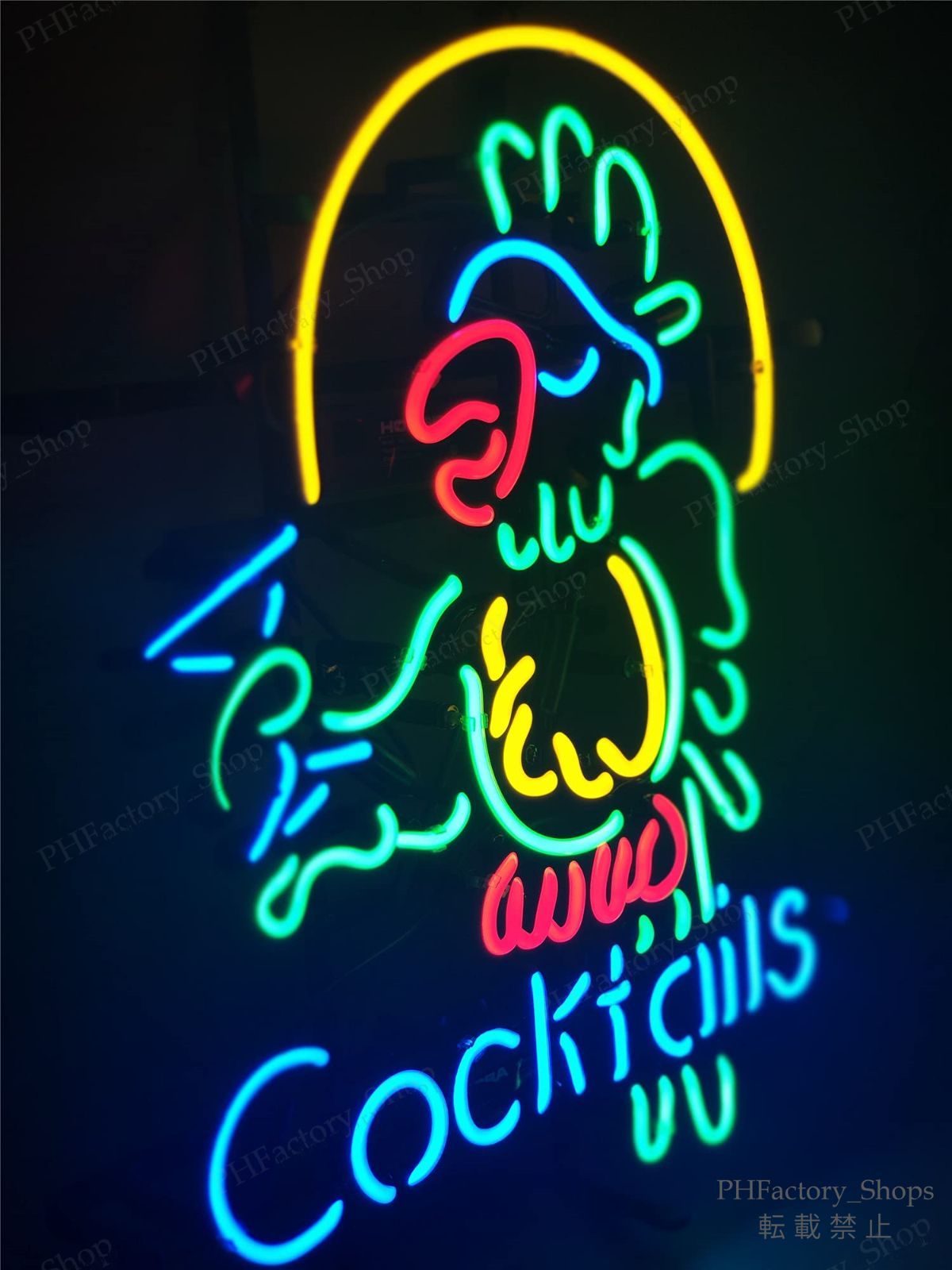 Cocktails Parrot ネオンサイン カクテル パロット ネオンライト バー カフェ ビール 店舗 壁掛け ネオン管 インテリア ハンドメイド 室内装飾 広告看板 48x38cm A308