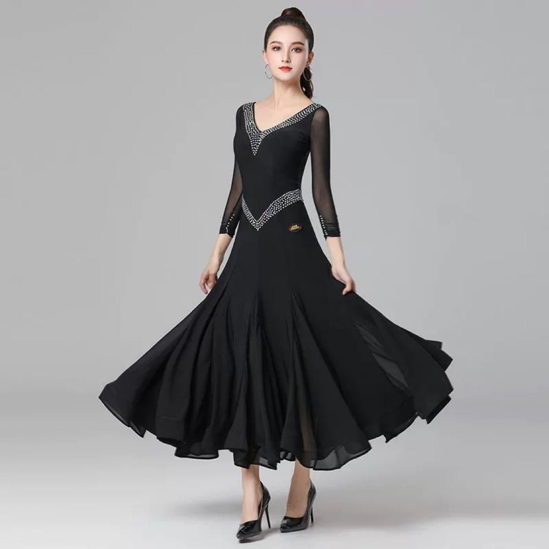 ♥ 練習着からダンスパーティーにまで使える ストーン付キラキラスタンダードドレス