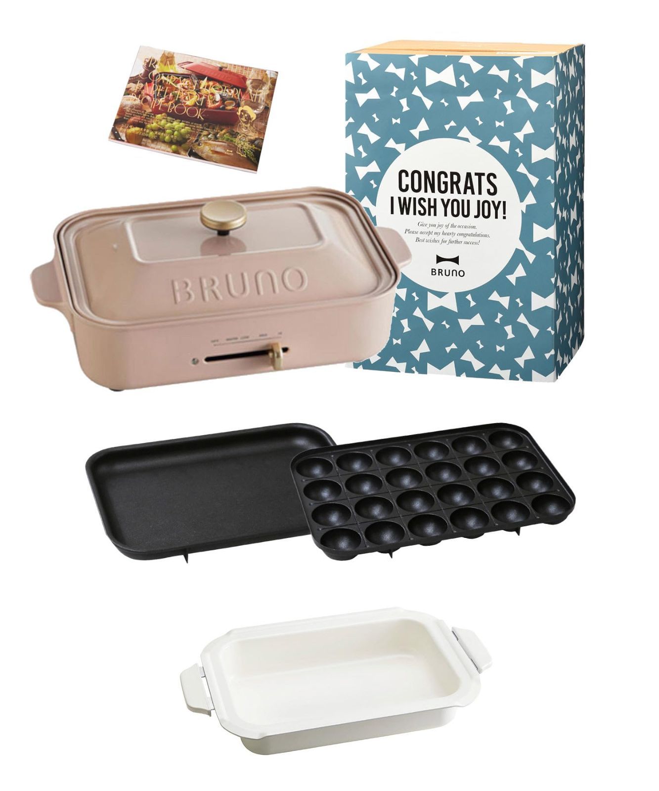 BRUNO コンパクトホットプレート　ピンクベージュ& セラミック鍋2点セット Amazon | BRUNO ブルーノ コンパクトホットプレート 本体