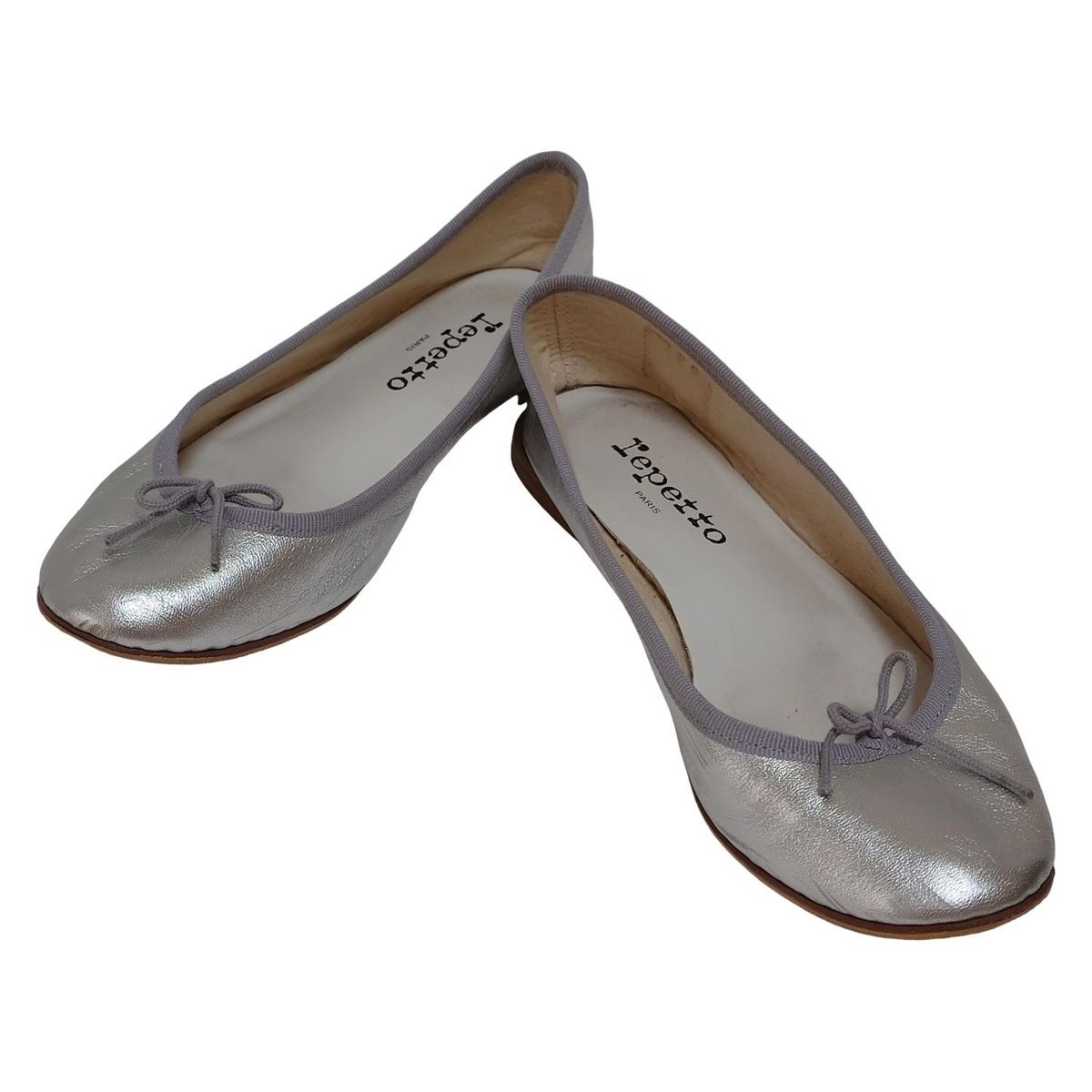 repetto レペット フラットシューズ 37 レディース - シルバー アウトソール張替済 レザー