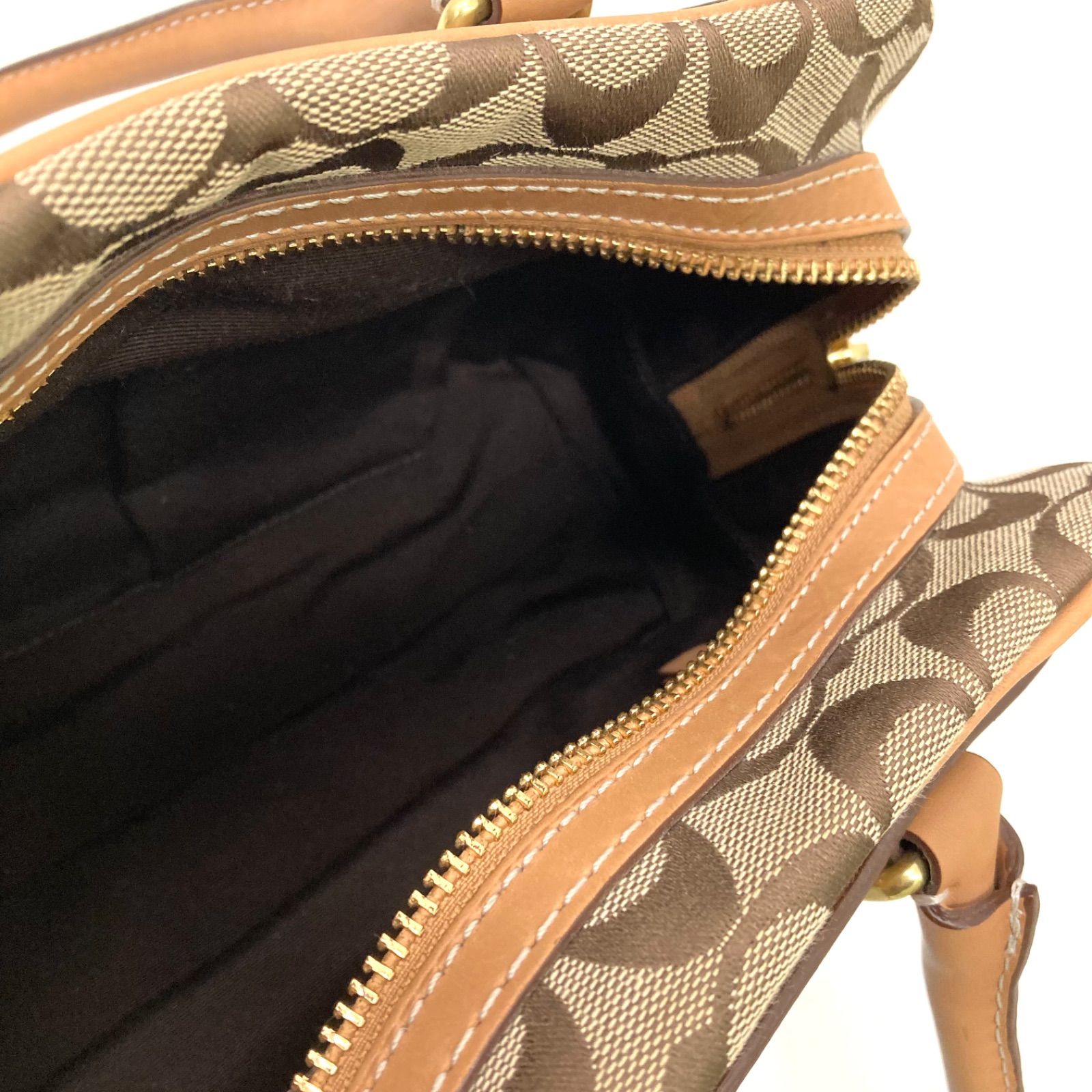 COACHコーチ ハンプトンズ サッチェルハンドバッグ シグネチャー ブラウン COACH】コーチ ハンプトンズ サッチェル ハンドバッグ