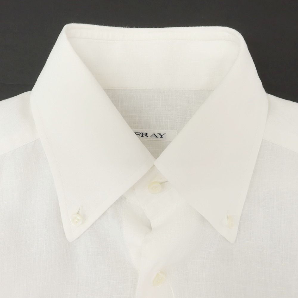 フライ／リネンシャツ／ホワイト／38 15 中古】フライ FRAY リネン ボタンダウン ドレスシャツ ホワイト
