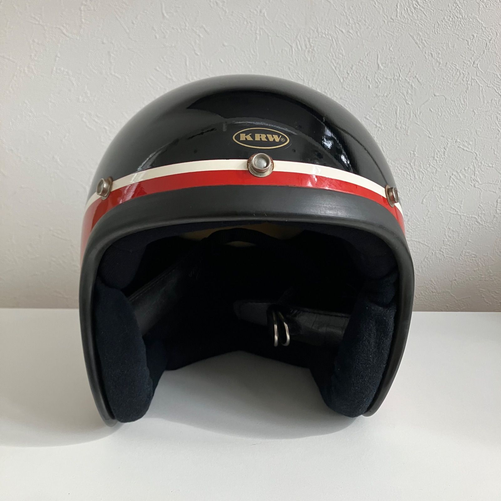 KRW ビンテージヘルメット MODEL2500 1977年製 赤 黒 ハーレー ジェット Lサイズ 当時物 バイカー アメリカン バイク アメカジ MOTORS INC