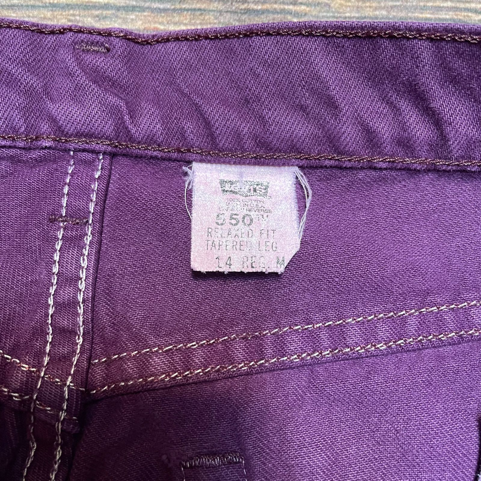 levi's 550 赤紫 デニム 赤タブ 90's USA製 Levi's550 紫デニムパンツ W32 - メルカリ