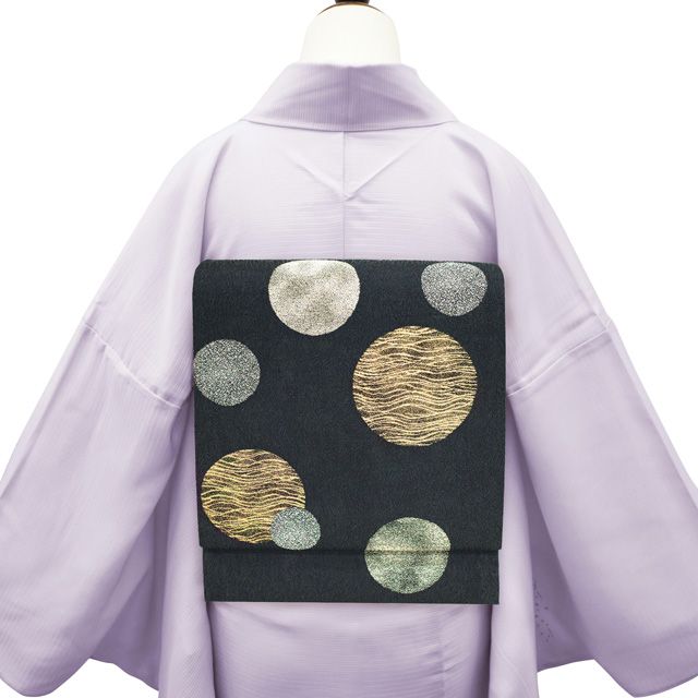 すごい値！袋帯 京都 西陣 正絹 六通柄 紫 モダン カジュアル 中古  