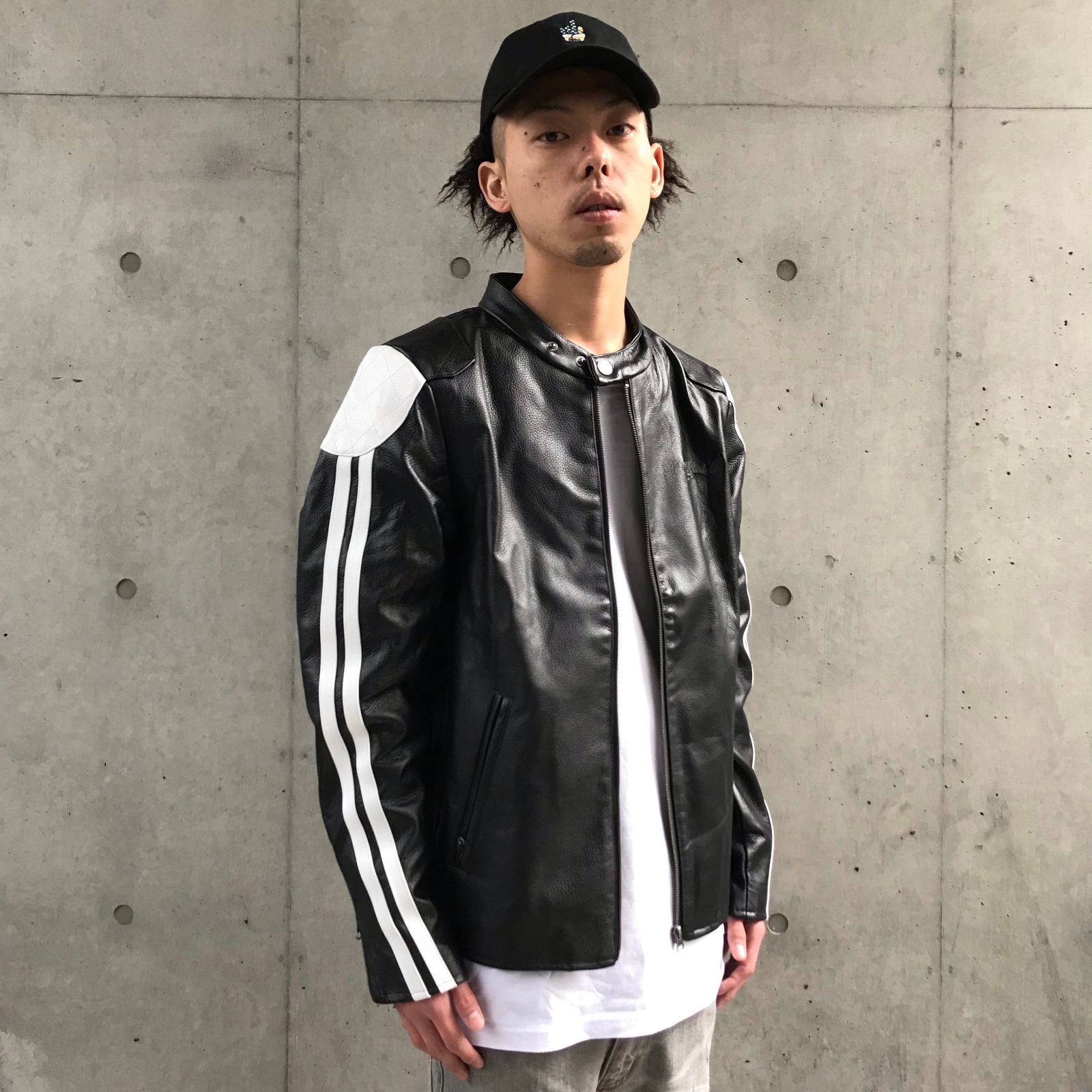 LEFLAH レフラー Lサイズ 本革 リアルレザーライダースジャケット（BLACK/WHITE）RIDER'S JACKET