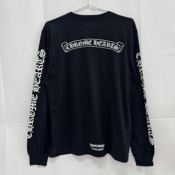 JPタグ CHROME HEARTS|クロムハーツ 胸ポケット 袖プリント 長袖Tシャツ ロンT|ブラック|L