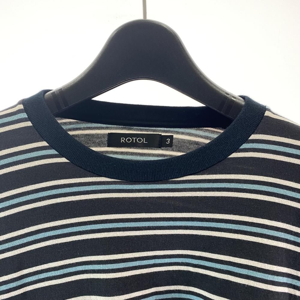 中古】ROTOL WIDE TWIST LONG SLEEVE TEE BORDER ネイビー サイズ3 