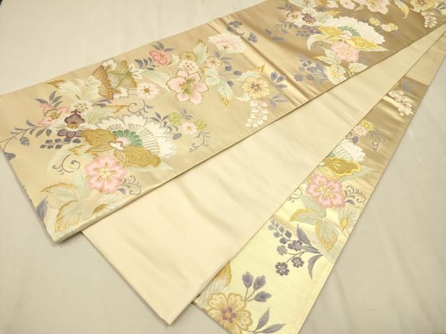 平和屋着物●六通柄袋帯　草花文　金銀糸　正絹　逸品　未使用　CAAR7944hy 平和屋着物○六通柄袋帯 草花文 金銀糸 正絹 逸品 未使用 CAAR7944hy