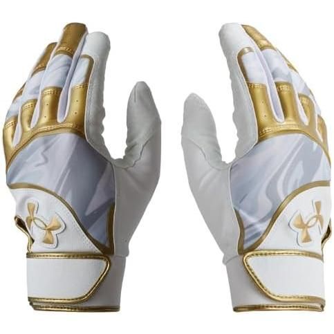 アンダーアーマー(UNDER ARMOUR) 野球 クリーンアップ バッティンググローブ(両手用) メンズ 1378249 ホワイト/ゴールド/ゴールド Sサイズ